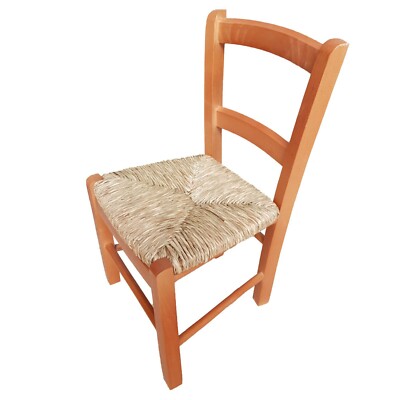 Sedia bimbo legno color ciliegio seduta in paglia casa ludoteca