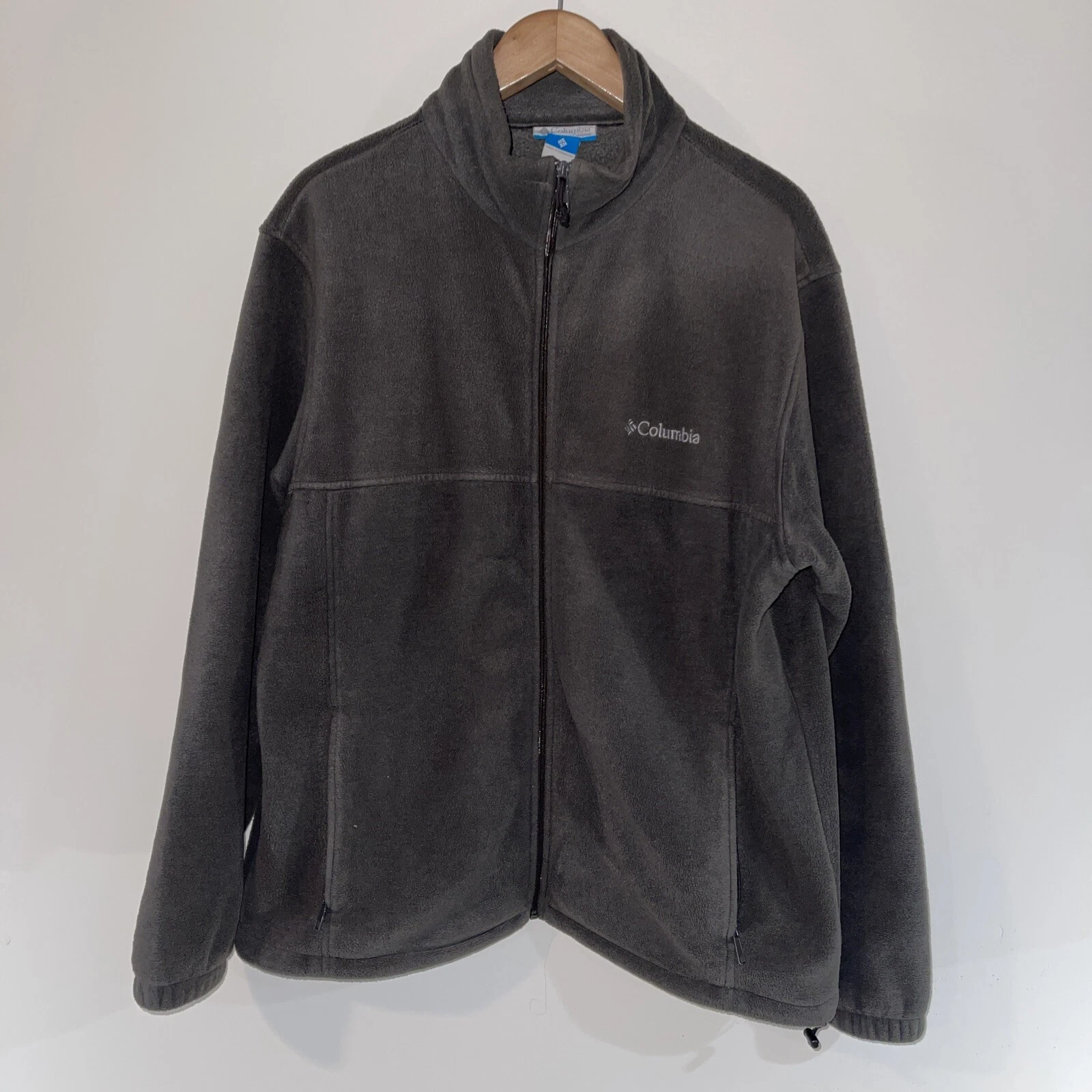 Columbia Fleece Jacket Mens Large Gray Full Zip Long Sleeves Sweater Jacket