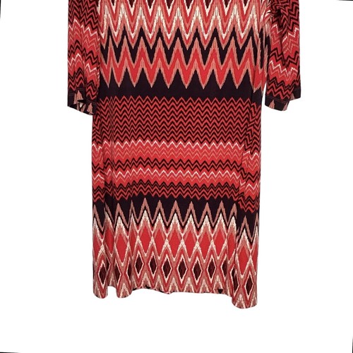 Donna Morgan Red/Blue/White Geometric ZigZag Patterned Jersey Dress Sz 14 - Picture 4 of 10