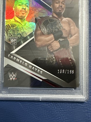 Carmelo Hayes RC 2022 Chronicles Black WWE Red Parallel /199 PSA 10 Gem Mint - Picture 4 of 4