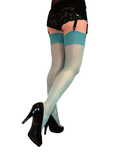 Green Stockings Sheer With Deep Welt - NEW Fast delivery - Picture 3 of 10