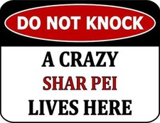 PCSCP Do Not Knock A Crazy Shar Pei Lives Here 11.5 inch by 9 inch Laminated Dog