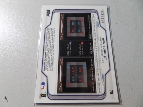 2014 Bowman Chrome Purple Refractor /150 Ben Zobrist #79 - Picture 2 of 2