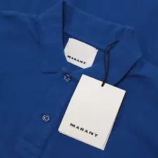 Isabel Marant NWT Short Sleeve Polo Shirt Size Small in Solid Blue 100% Cotton