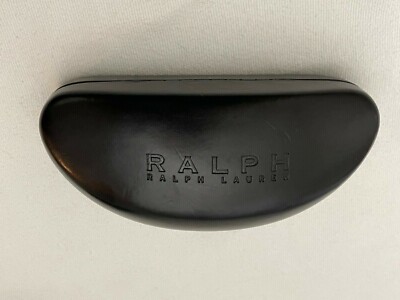 RALPH LAUREN BLACK LEATHER SUNGLASSES GLASSES CASE CLAMSHELL WITH