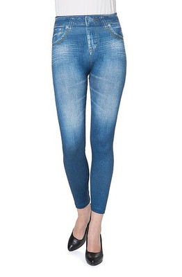 Leggings blau Größe S/M Damen Leggings mit Jeans-Druck Gr. S/M = 34/36/38 P366.C