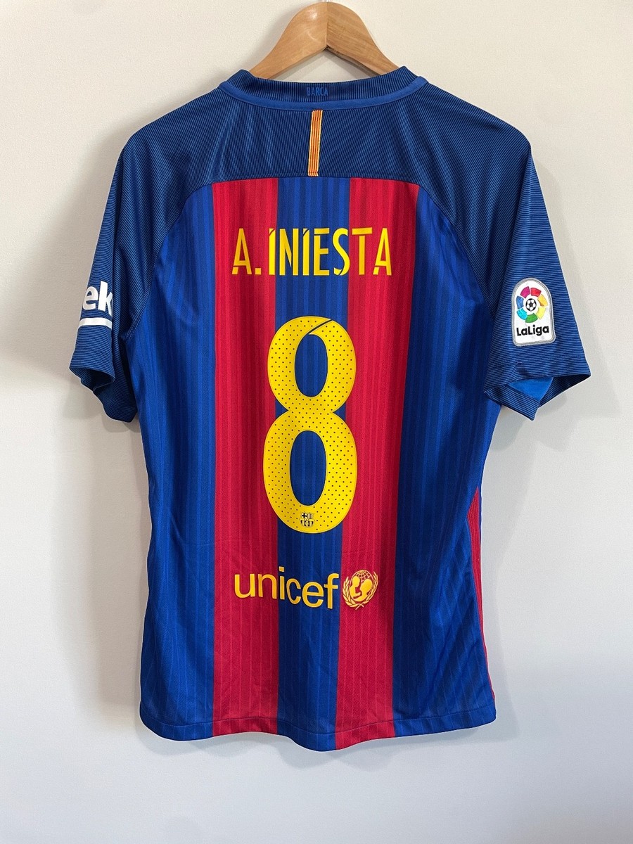 Authentic Nike 2016 / 17 FC Barcelona #8 Iniesta Home Jersey Men