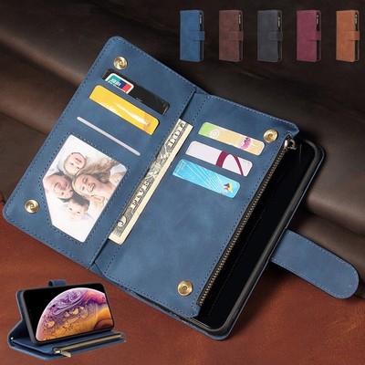 Retro Leather Zipper Card Wallet Case For Samsung Galaxy S30 S21 Plus ultra 5G