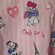 Disney 101 Dalmatians Patterned Scrub Top Pink Multicolor Women's Size S