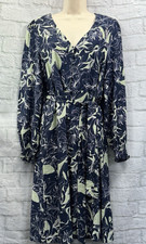 Vero Moda Shirt Dress Navy Blue Green Floral Size M Button Front Cottage BNWT