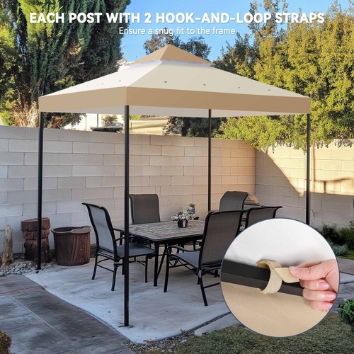 Aplus 8x8Ft 2-Tier Gazebo Top Replacement Outdoor Patio Canopy Cover Sand+Ivory - Bild 5 von 9