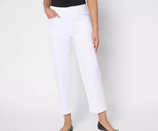 Anybody Regular All-Stretch Twill Straight Leg Ankle Pants White S A683177