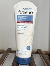 Aveeno Intense Relief Overnight Cream Lotion Intense Moisture Fragrance Free