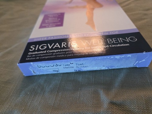 SIGVARIS WELL BEING OPEN TOE KNEE HIGH STOCKINGS 15-20 mmHg Suntan SIZE C - Picture 4 of 10