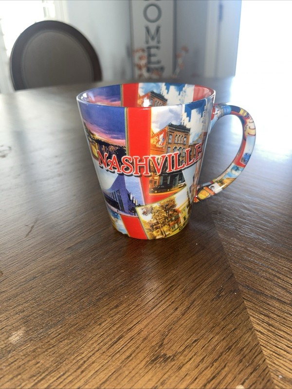 Coffee Mug with a Collage of Iconic NASHVILLE Landmarks (12 oz) - 4" H