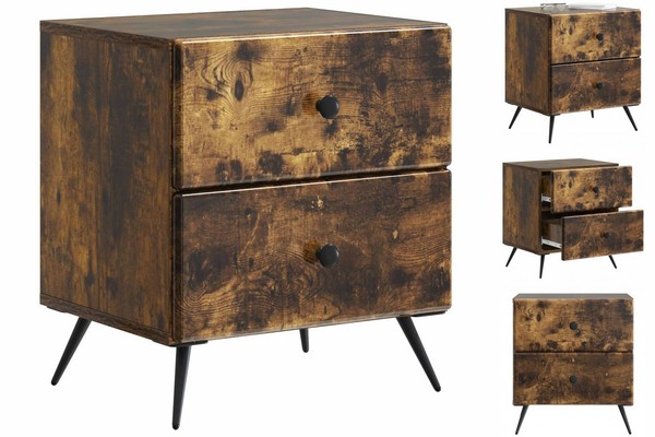 Nachttisch Nachtschrank Nachtkommode GeräUcherte Eiche 43X34,5X47,5 Cm Holzwerks-image