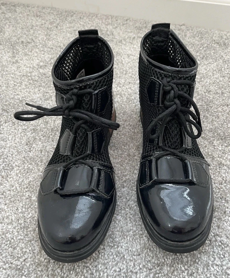 Sorel Major Women’s Ankle Combat Boots Size 7.5 Black Mesh Patent Leather Witchy - Image 3 of 4