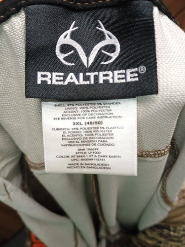 Men's NWT Realtree Max-1 XT Camouflage Straight Hunting Pants Tg 3XL Meas48.5x33 - Picture 9 of 10