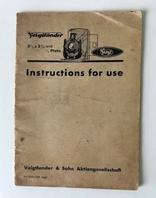 Voigtlanger Vag 3-1/2 x 2-1/2 and 1/4 Plate Camera Instructon Manual