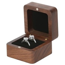 Wooden Ring Box with Single Slot 2 Slot, personalized small Wood Black-2Slots