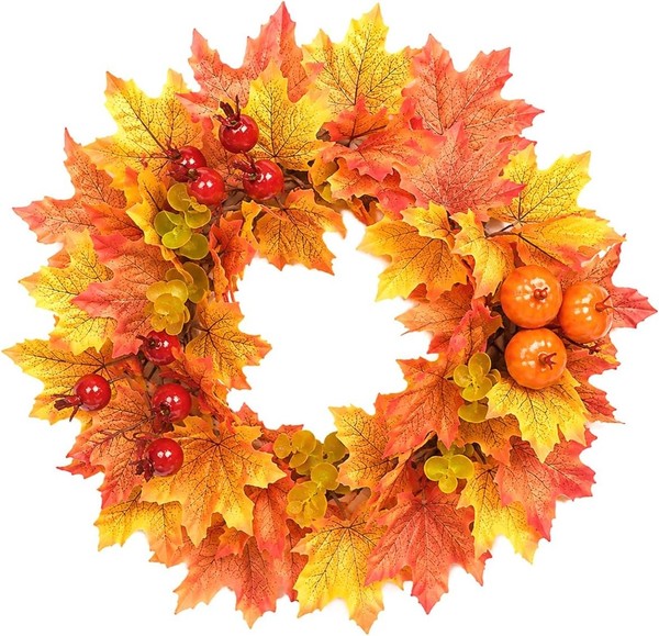 TüRkranz Herbst Deko FüR HaustüR Erntedank Halloween 30Cm Deko Kranz-image