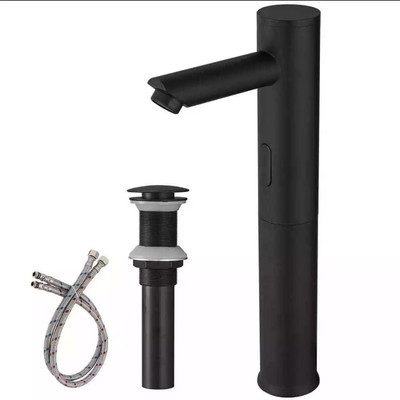 BWE Vessel Sink Faucet Automatic Sensor Touchless w/ Pop Up Drain Matte Black