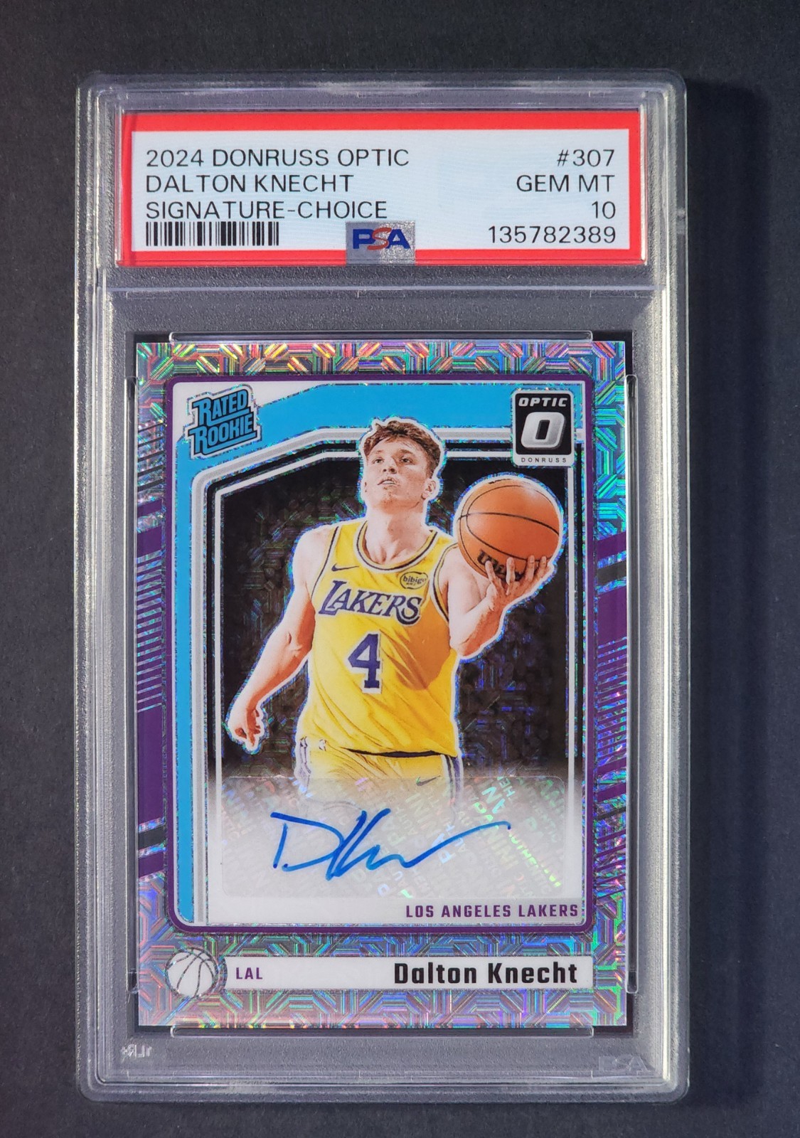Dalton Knecht 2024-25 Panini Donruss Optic RC Auto Choice Mojo SP #307 Lakers