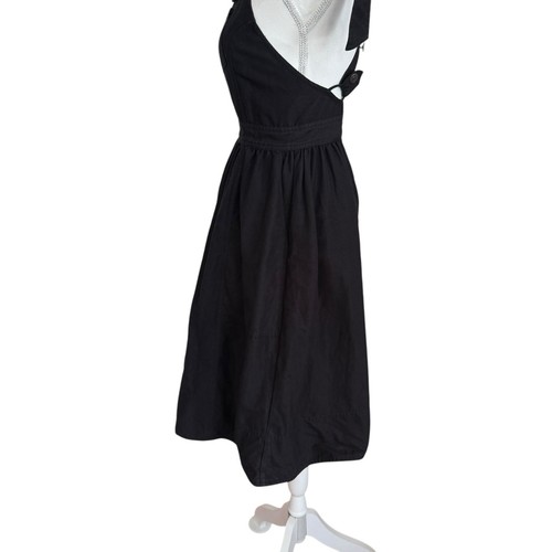 Ulla Johnson Madi Black Linen Cotton Overalls Pinafore Fit Flare Dress Size 0 - Picture 6 of 12