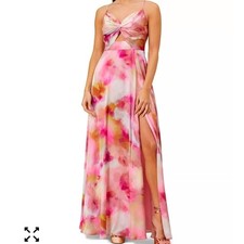 NWT Aidan by Aidan Mattox Printed Long Twist-Front Dress 2