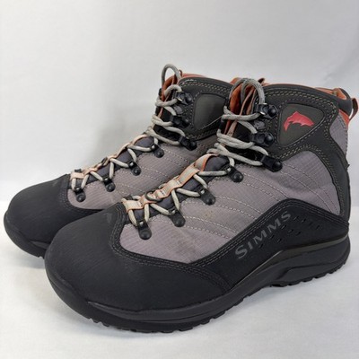 Simms Vaportread Wading Boots Mens Size 9 Grey Orange Fly Fishing River Hiking