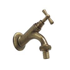 Rubinetto in Ottone Bronzato con Borchia per fontana a muro casa giardino 303b