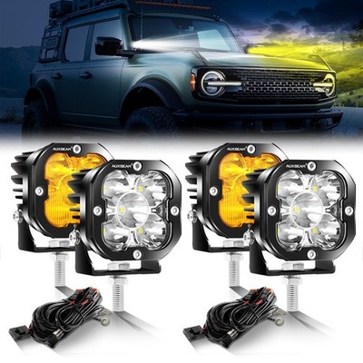4x AUXBEAM 3'' LED Pods Work Light Cubes Driving Lights For Off-Road SUV Truck