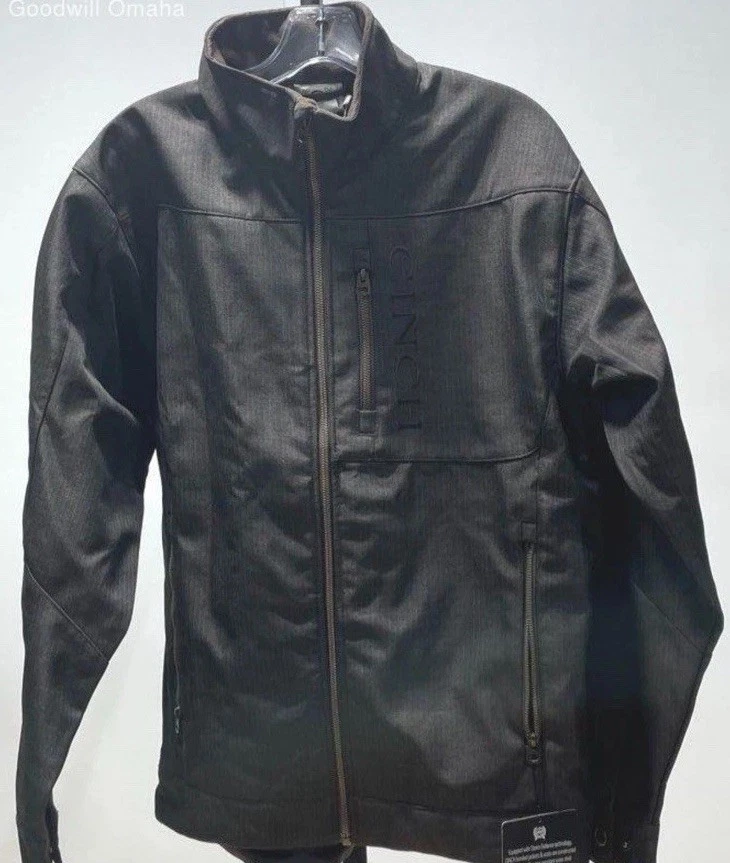 NWT Cinch Men's Medium Bonded Softshell Jacket Brown Storm Defense Full Zip