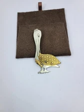Thomas Mann Pelican Bird Fish Fleur de Lis Mix Metals Artisan Brooch Pin Signed