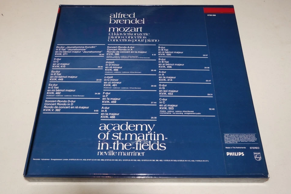 BRENDEL Mozart 12 Piano Concertos PHILIPS 6768 096 8LP Box MARRINER/ASMF -NM- - Image 4 of 4