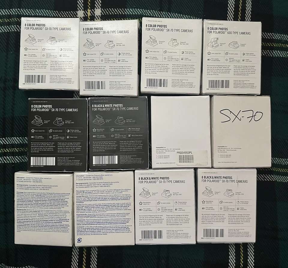 LOT of 12 Polaroid Impossible Film B&W COLOR SX-70 600 instant films TWELVE PACK - Image 2 of 4