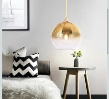 Glass Pendant Hanging Light Simple Elegant Gold Creative Lamp 20cm Round Ball