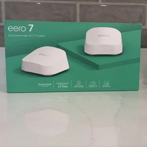 Amazon eero 7 Wi-Fi à double bande Mesh 7 Système (2-Pack), Jusqu'à 2,5 Gbps, 4,000 pi2