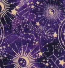 Celestial Zodiac 2 Yd 58" Wide Roll Midweight Anti-Pill Fleece Purple / Gold