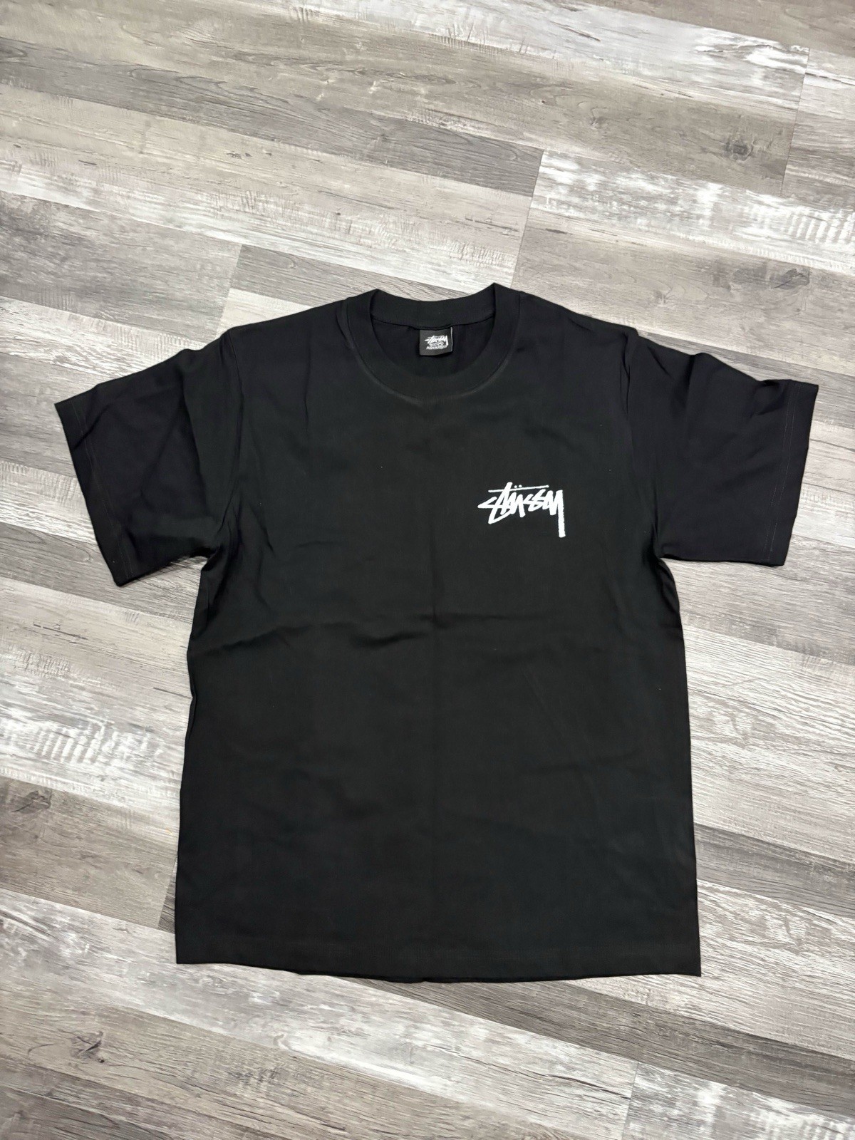 Stussy Black Graphic Logo Cotton Men's Short Sleeve T-Shirt