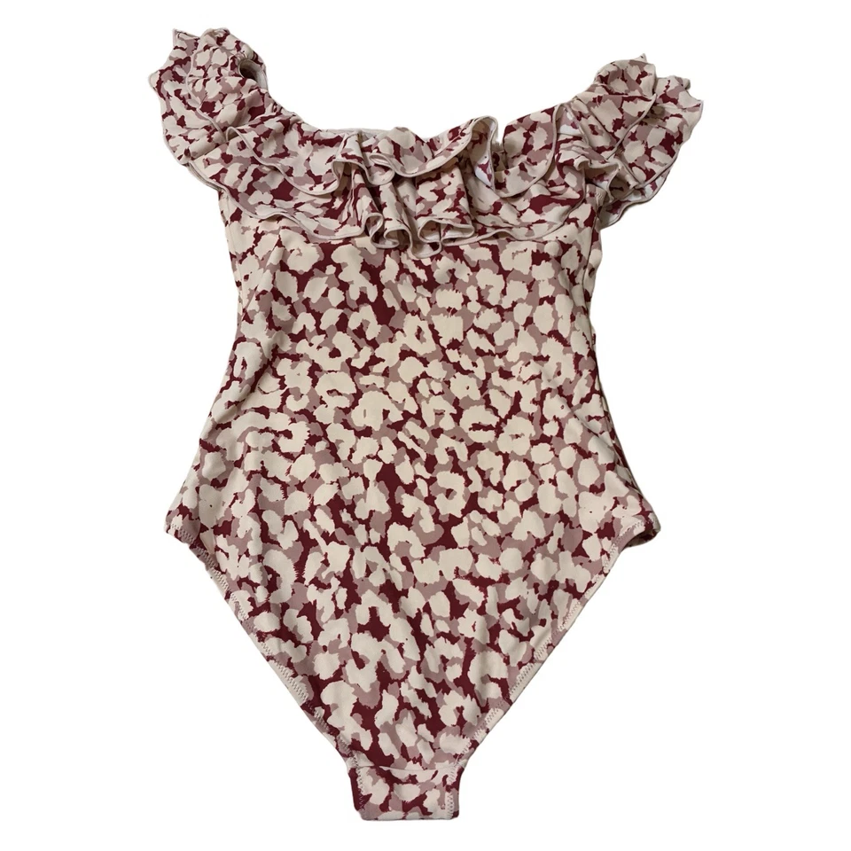 H&M X Love Stories Off-The-Shoulder Swimsuit Women’s 4 Poweder Pink Ref Leopard - Imagem 3 de 4