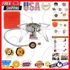 6800W Portable Camping Stove with Butane & Propane Adapters – Perfect for Out...