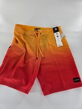 Hurley Men  s Weekender Zip 20 Board Swim Shorts Size 30 9" Inseam NWT Orange