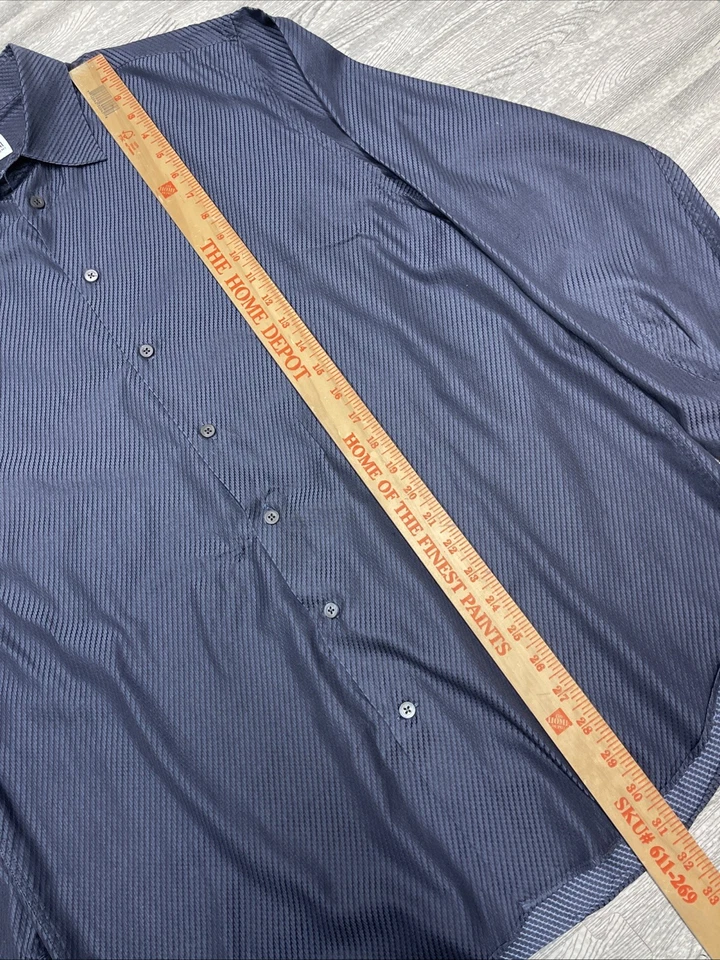 Armani Collezioni Mens Collard LS Button Up Shirt Gray Size XL - Image 4 of 4