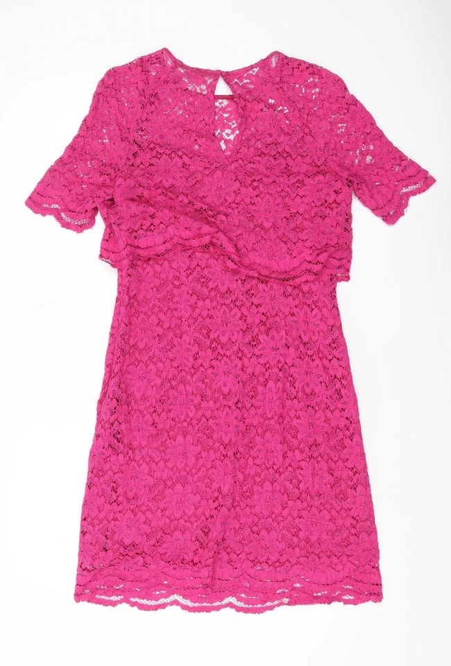 Vestido para mujer Whistles rosa floral de encaje talla 12 Foto 2 de 4