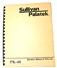 Sullivan Palatek PK-40 Operator's Manual & Parts List Air Compressor 1990