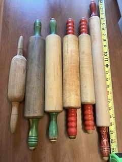 Lot of 6 Vintage Wood Rolling Pins Farmhouse Primitive Kitchen Cottage Décor