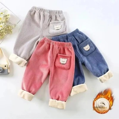 Kinder warme Hose Herbst Winter Mädchen dicke Hose Baby Jungen süß Bärenmuster