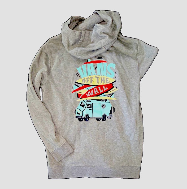 VANS Unisex Kids L Gray Full Zip Hoodie Very Cool Graphic Logo On Back