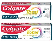 2 Pack Colgate Total Active Prevention Deep Clean Toothpaste, Mint, 3.3 oz